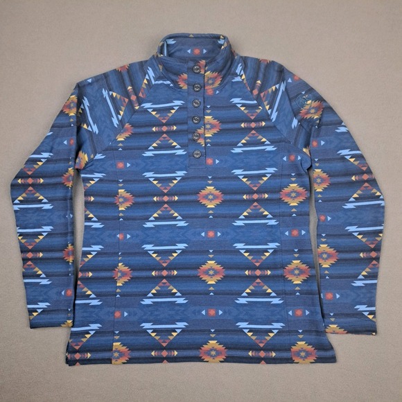 Ariat Sweater Women's Large Blue Aztec Fleece Lined Cowgirl Southwest Chimayo - Picture 1 of 12
